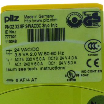 Safety Relay PNOZ X2.8P 24VACDC 3n/o 1n/c 