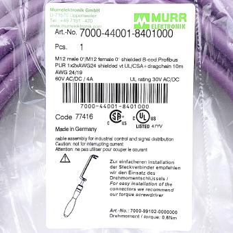 Profibus Cable M12 St. 0° / M12 Bu. 0° B-cod. 