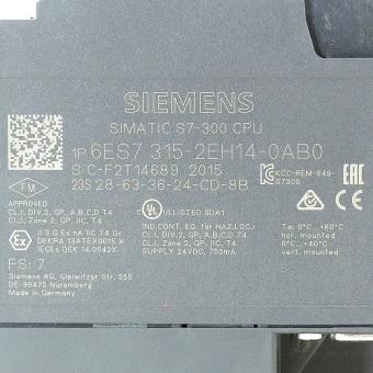 SIMATIC S7-300 CPU 315-2 PN/DP Central processing unit with work memory 