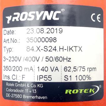 ROSYNC Drehstrommotor mit Schneckengetriebe 84.X-S24.H-IKTX 