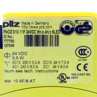 Sicherheitsschaltrelais PNOZ X10.11P 24VDC 6n/o 4n/c 6LED 