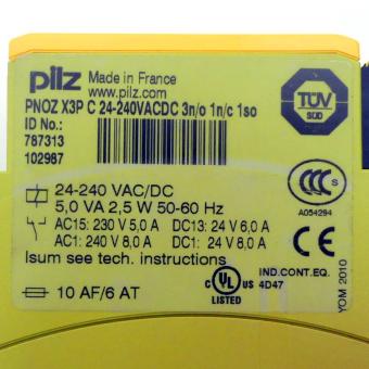 Safety switching device PNOZ X3P C 24-240VACDC 3n/o 1n/c 1so 