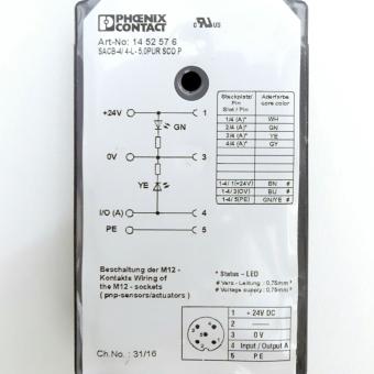 2 Pieces M 12 Sensor-/ actuator box SACB-4/4-L-5,0PUR SCO P 