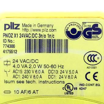 Safety relay PNOZ X1 24VAC/DC 3n/o 1n/c 