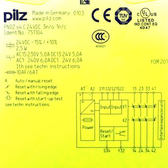 Safety relay  PNOZ s4 C 24VD 3n/o 1n/c 