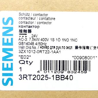 Contactor 3RT2025-1BB40 