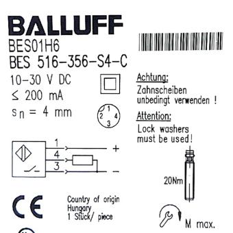 Inductive standard sensor BES 516-356-S4-C 