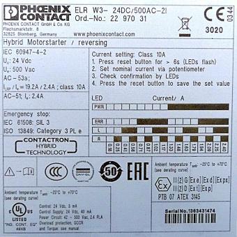 Hybrid motor starter ELR W3-24VDC/500AC-2I 