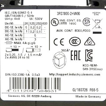 Coupling relay 3RS1800-2HW00 