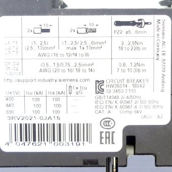 Circuit breaker 3RV2021-0JA15 