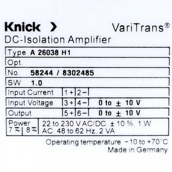 Universal isolating amplifier A 26038 H1 