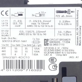 Circuit breaker size S0 for starter combination 