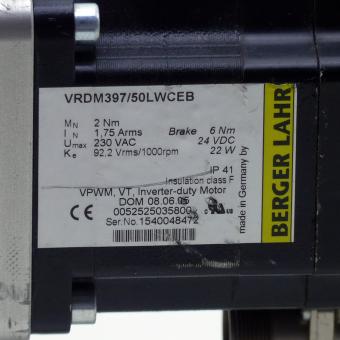 3-phase stepper motor with encoder and brake VRDM397/50LWCEB 