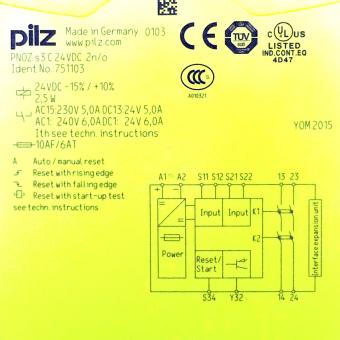 Safety relay PNOZ s3 C 24VDC 2n/o 