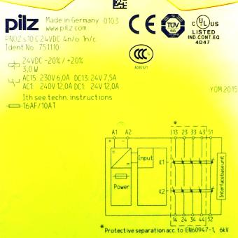 Safety switching device PNOZ s10 C 24VDC 4n/o 1n/c 