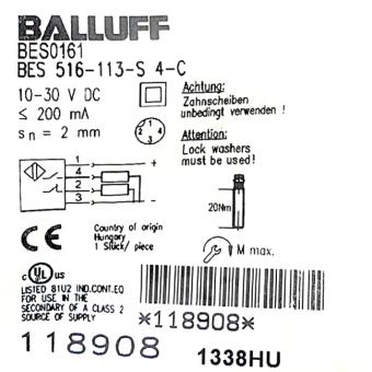 Inductive standard sensor BES 516-113-S4-C 