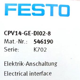 Elektrik-Anschaltung CPV14-GE-DI02-8 