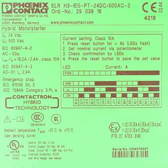 Hybridmotorstarter ELR H3-IES-PT-24DC/500AC-2 