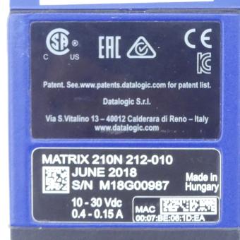 Ultra-compact industrial 2D code reader MATRIX 210N 212-010 WVGA-MED-90-ETH-ST 