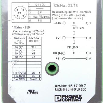 Verteilerbox SACB-4/4-L-10,0PUR SCO 