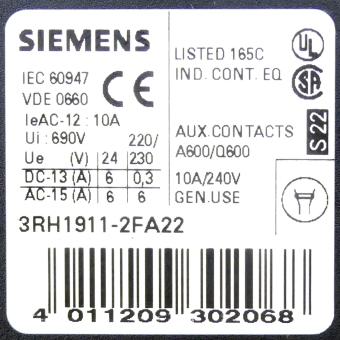 Siemens auxiliary contactor 