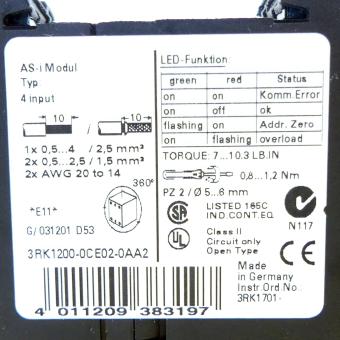 ASI-module SPS-interface 3RK1200-0CE02-0AA2 