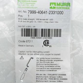 Profibus Cable M12 St. 0° / M12 Bu. 0° B-cod. 