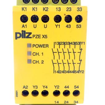 Sicherheitsschaltrelais PZE X5 24VDC 5n/o 