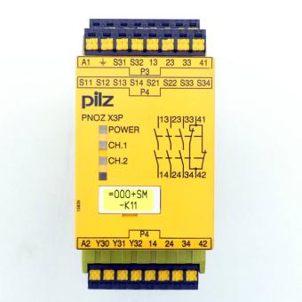 Safety switching device PNOZ X3P C 24-240VACDC 3n/o 1n/c 1so 