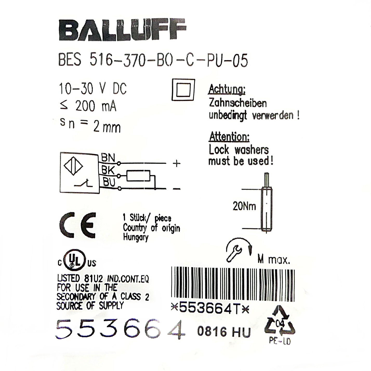 Inductive Proximity Switch BES01K5 