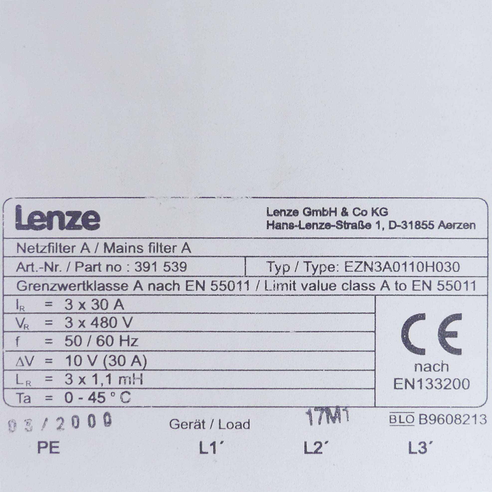 Netzfilter EZN3A0110H030 