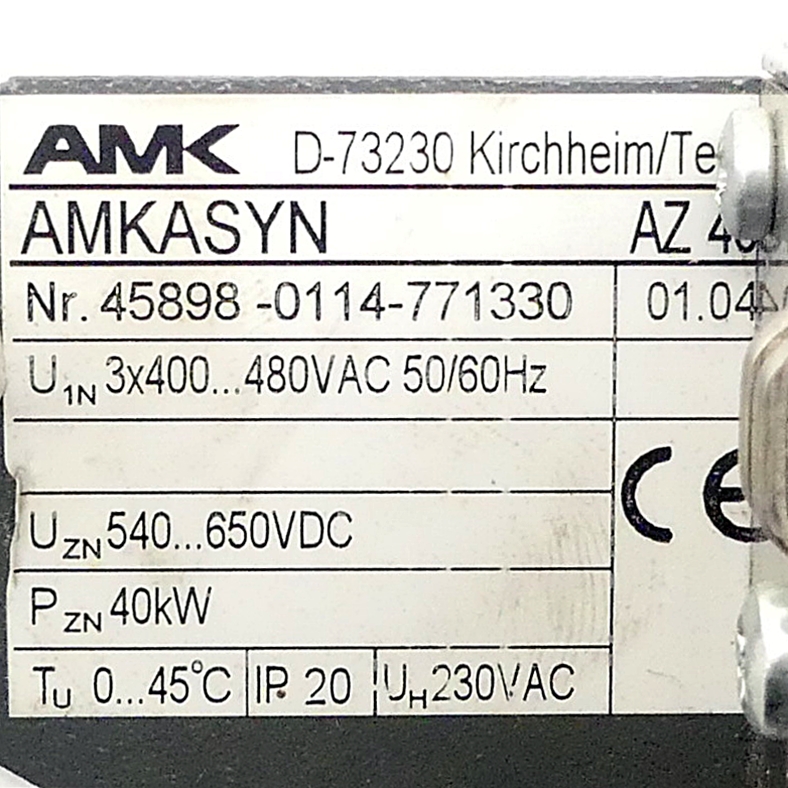 Zentralwechselrichter AMKASYN AZ 40 (Version 01.04) 