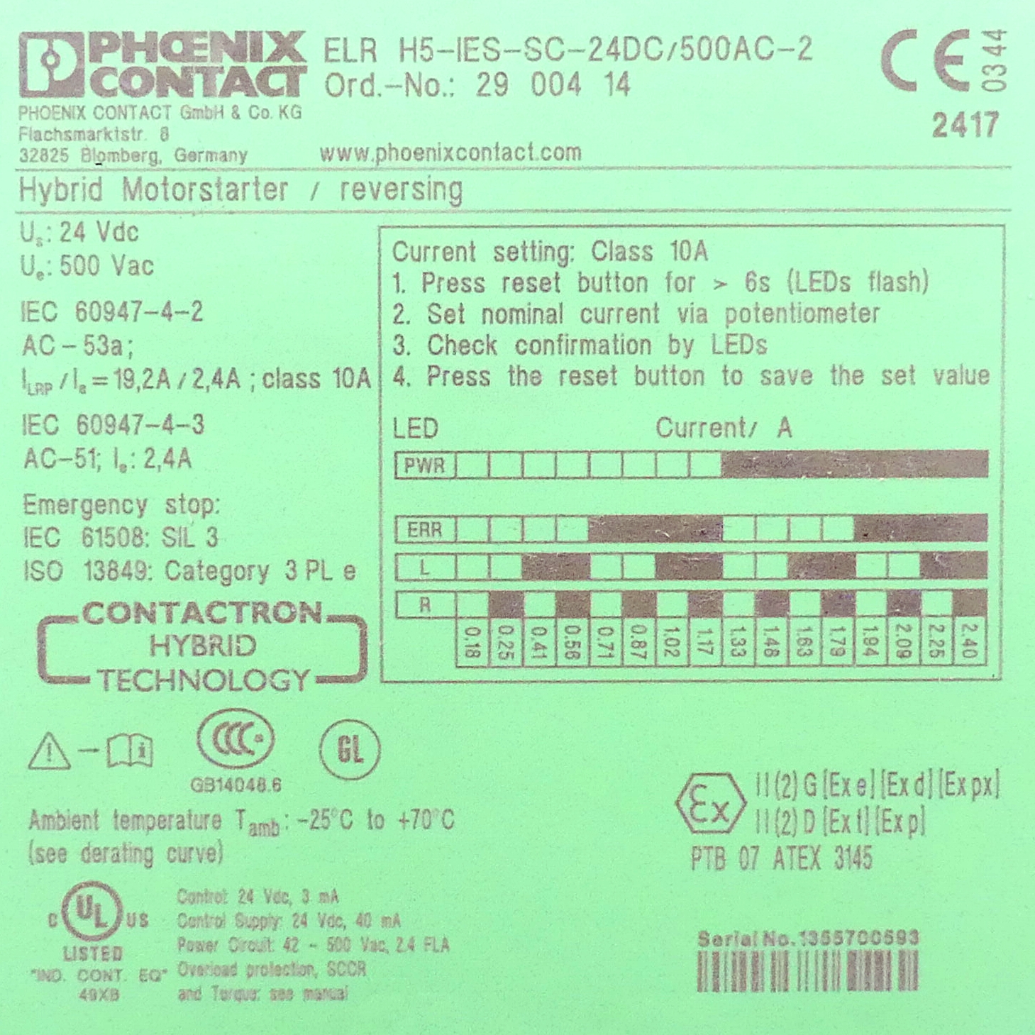 Hybrid motor starter ELR H5-IES-SC-24DC/500AC-2 