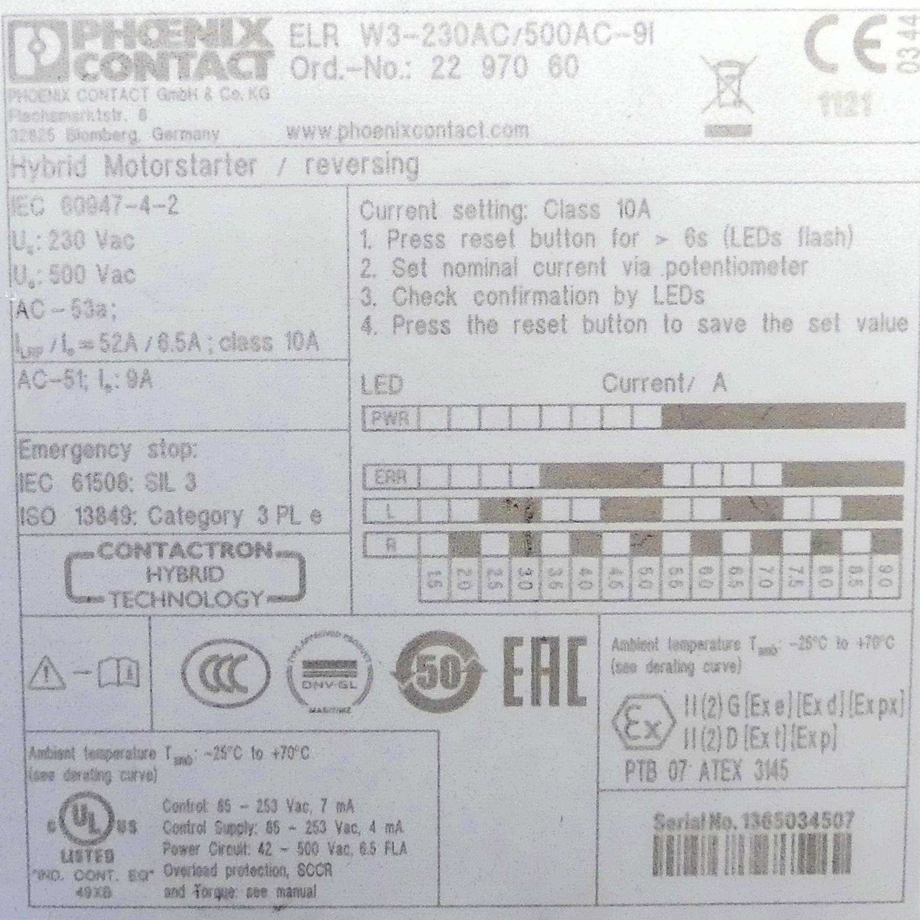 Hybridmotorstarter ELR W3-230AC/500AC-9I 