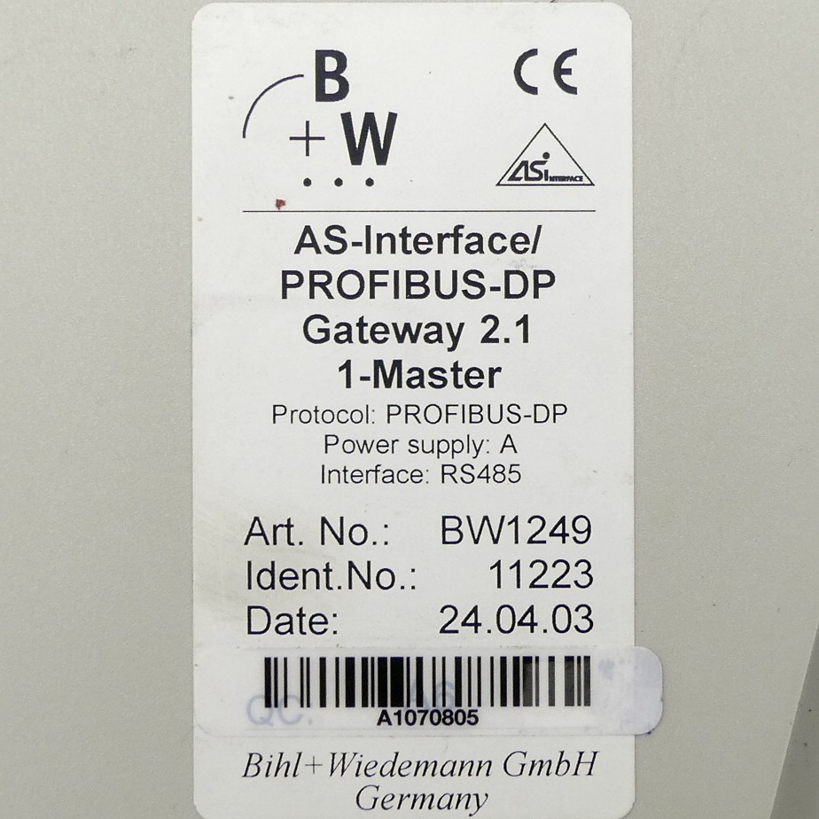 BW1249 AS-Interface/Profibus-DP 