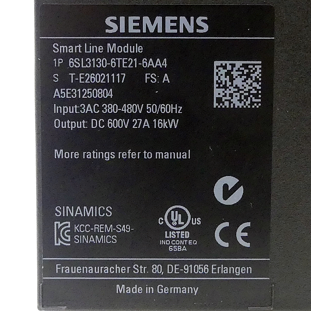 SINAMICS S120 Smart Line Module (F-State A) 