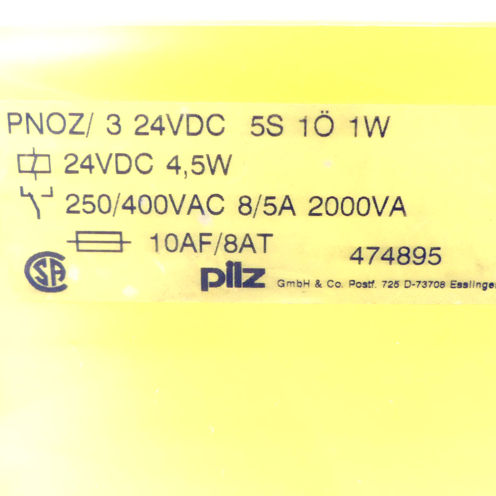 Safety Relay PNOZ/ 3 24VDC 5S 1Ö 1W 