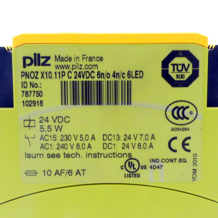 safety relay PNOZ X10.11P C 24VDC 6n/o 4n/c 6LED 