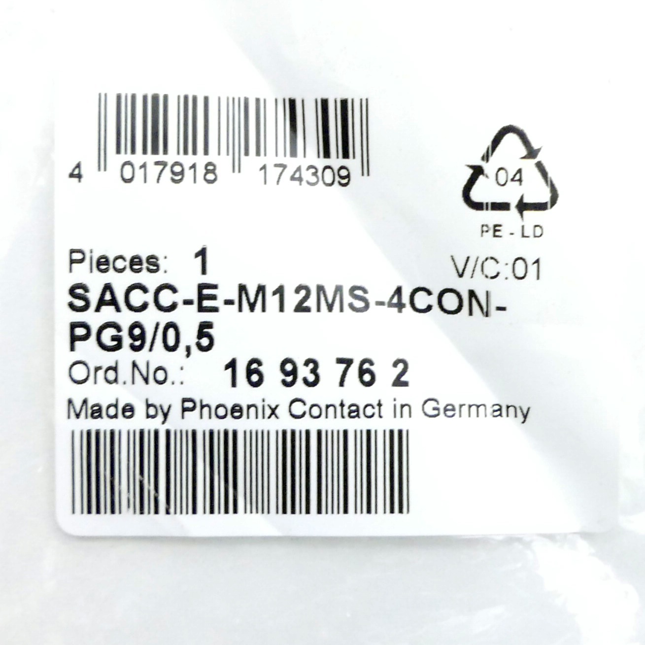 3 pieces sensor cable SACC-E-M12MS-4CON-PG9/0,5 