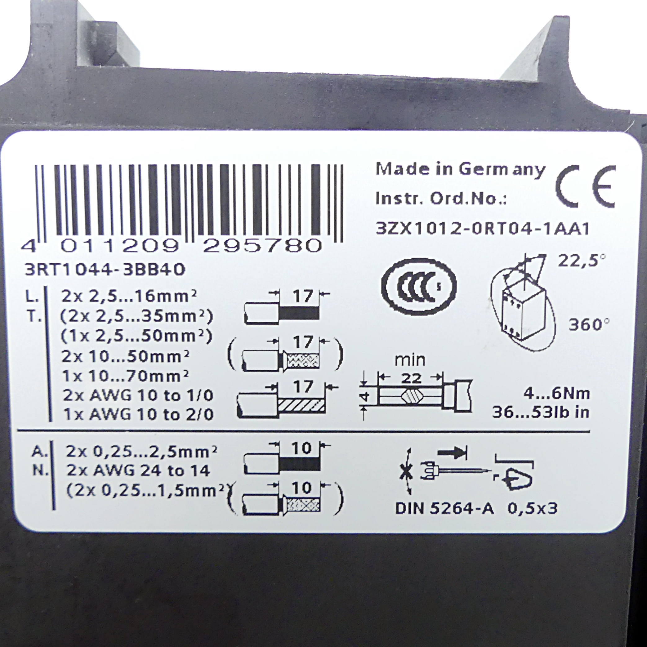 Contactor 3RT1044-3BB40 