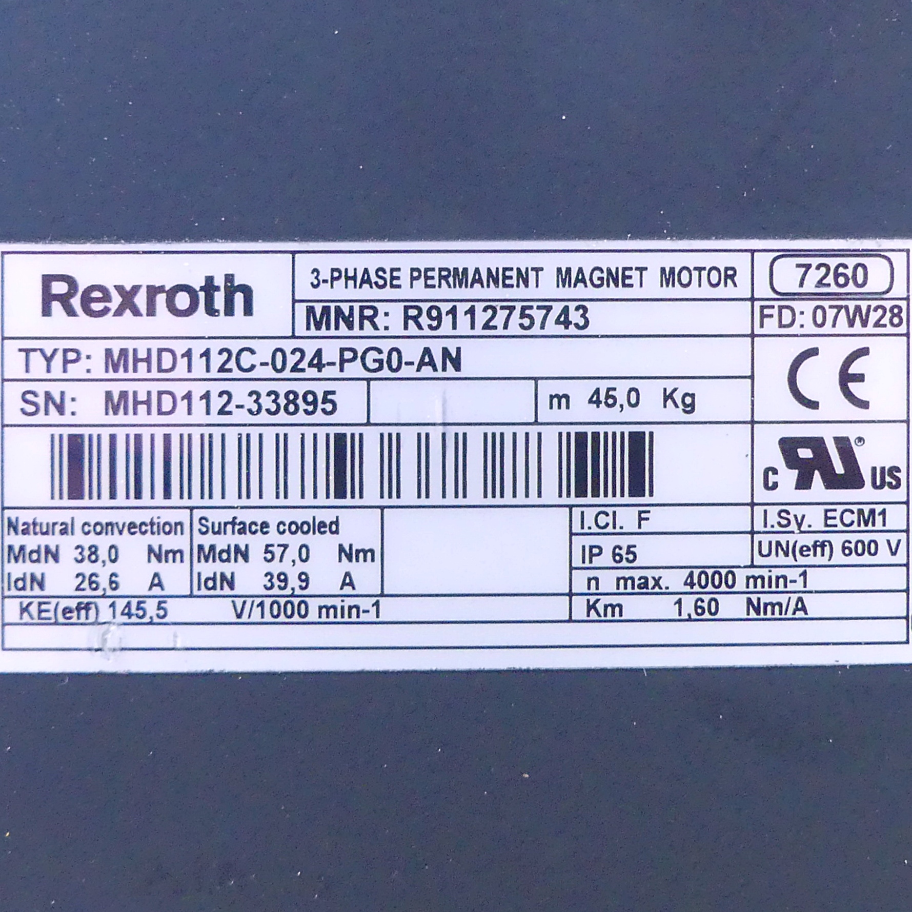 Drehstrom Servomotor MHD112C-024-PG0-AN 