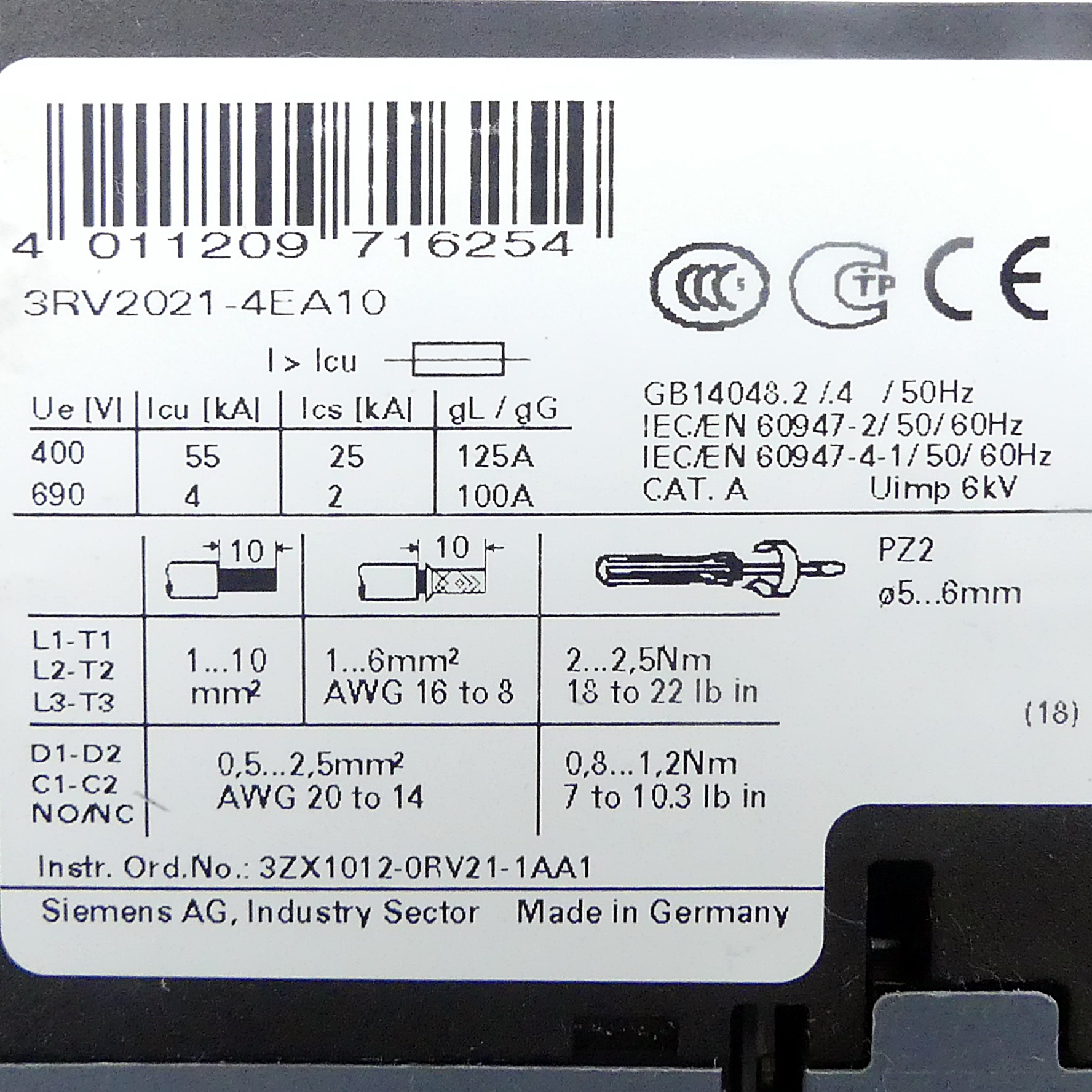 Circuit breaker RV2021-4EA10 