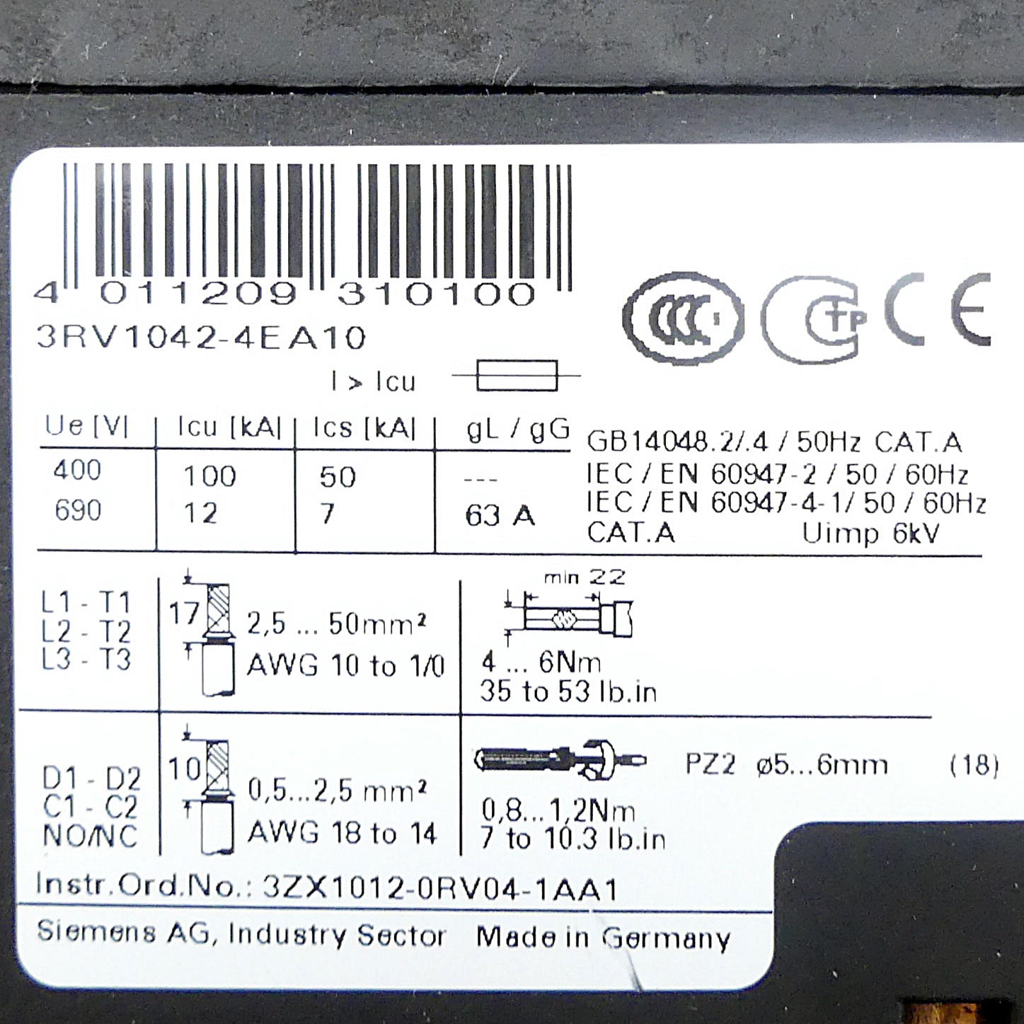 Circuit breaker 3RV1042-4EA10 