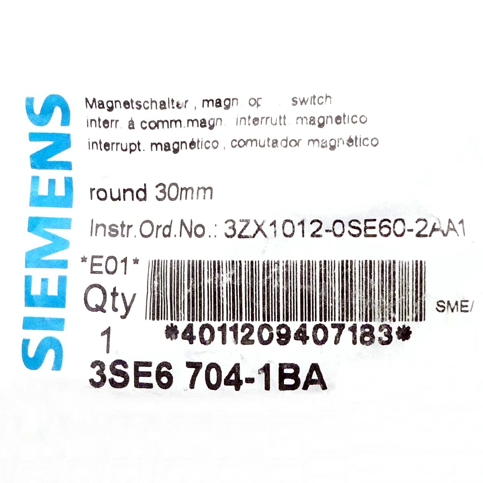 3 Pieces Switching magnet 3SE6 704-1BA 