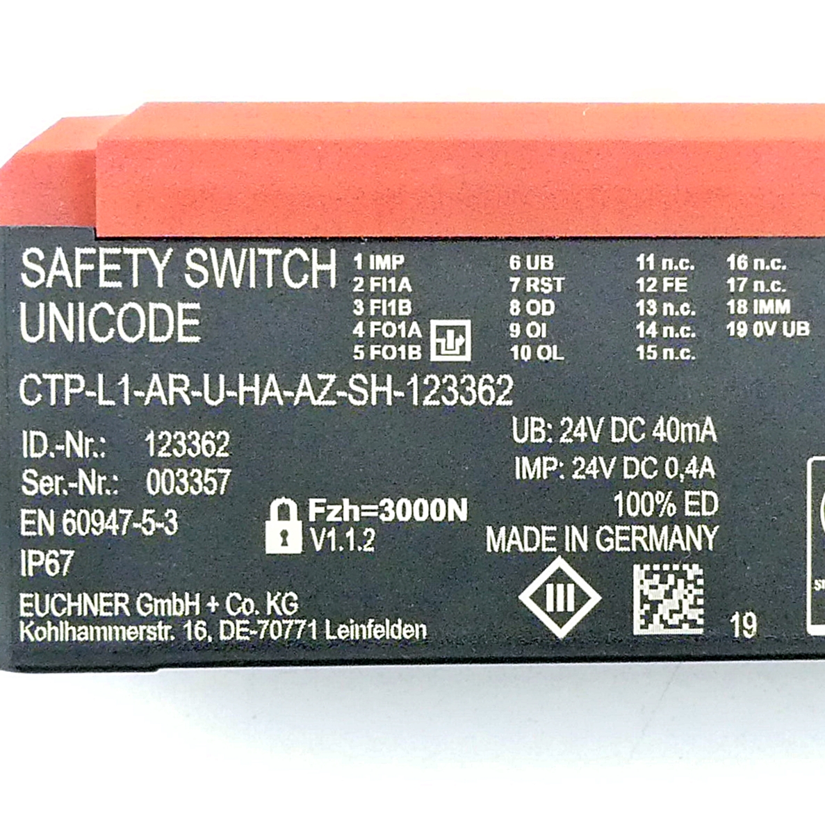 Safety switch CTP-L1-AR-U-HA-AZ-SH 