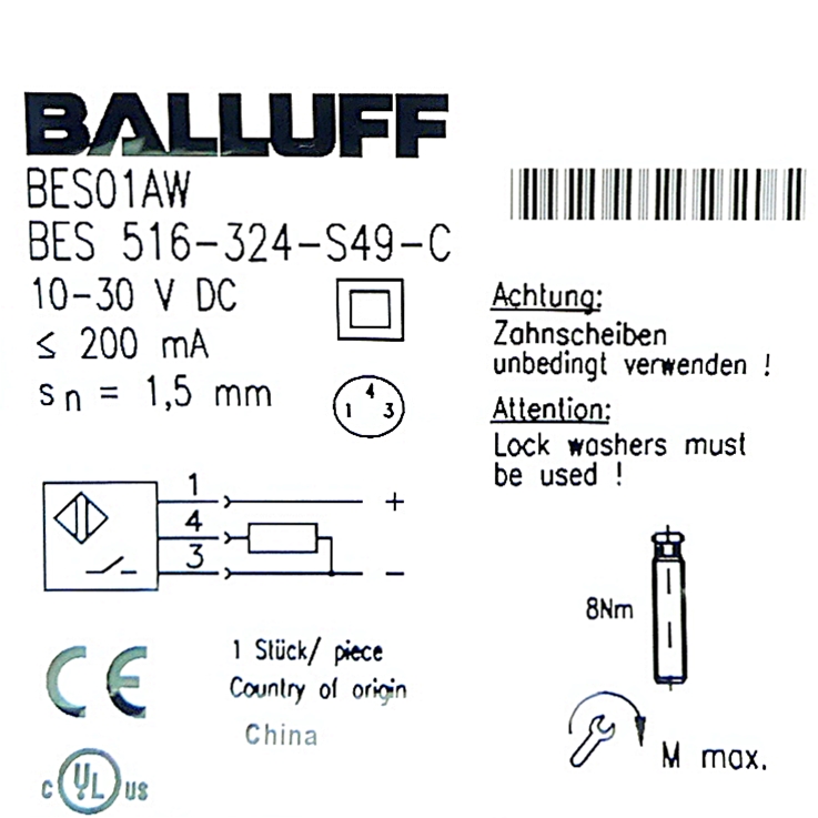 Inductive standard sensor BES 516-324-S49-C 