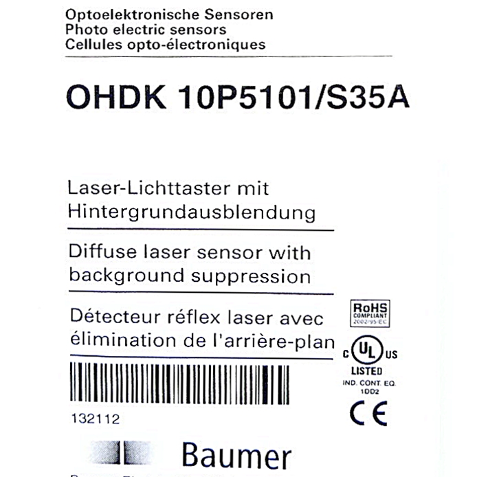 Diffuse laser sensor OHDK 10P5101/S35A 