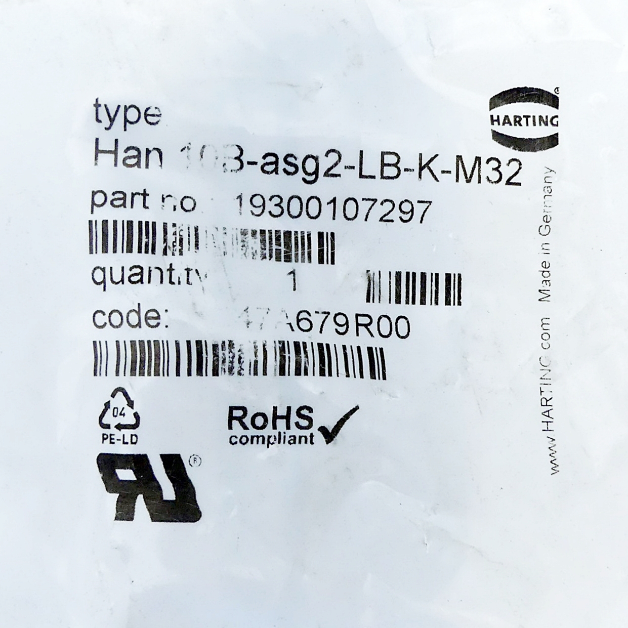 Socket housing Han 10B-asg2-LB-K-M32 