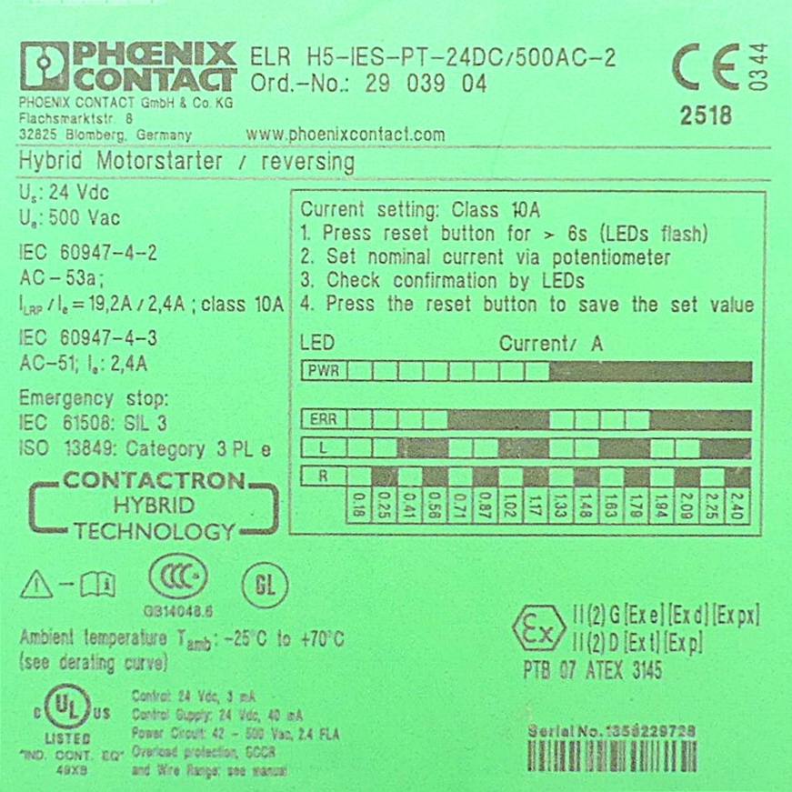 Hybrid motor starter ELR H5-IES-PT-24DC/500AC-2 