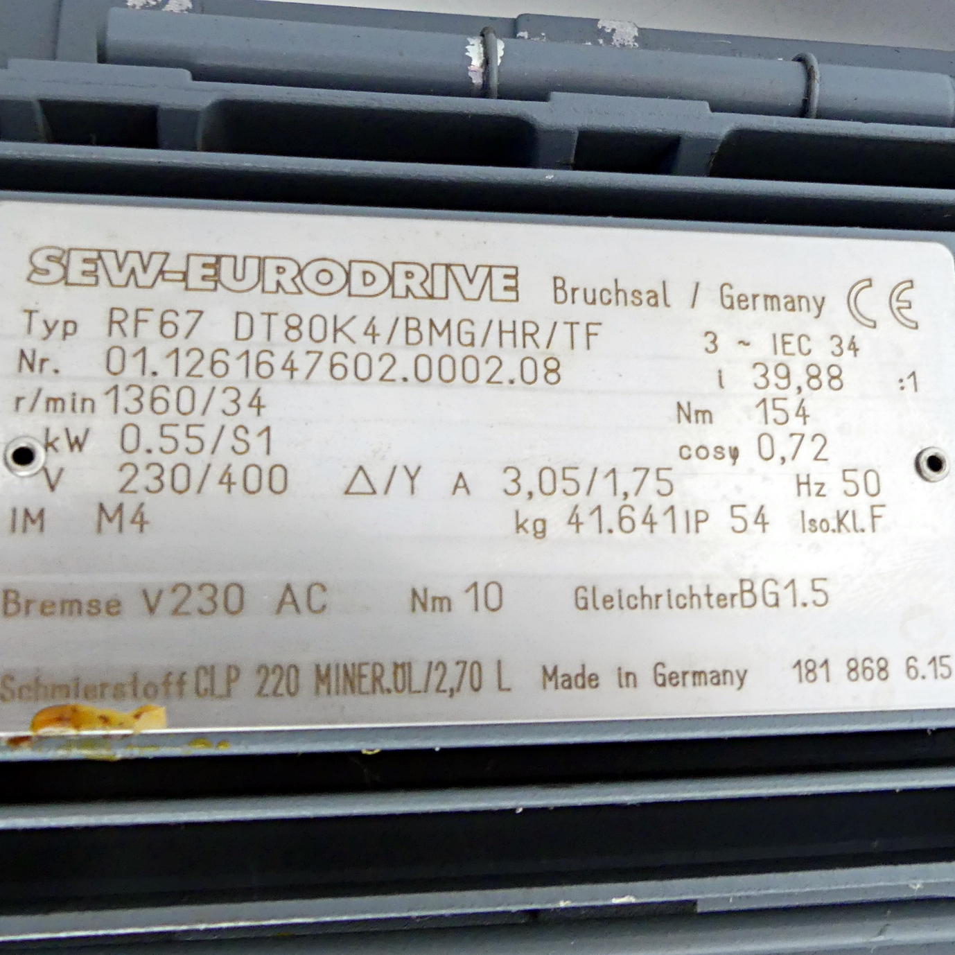 Kegelradgetriebe RF67 DT80K4/BMG/HR/TF 